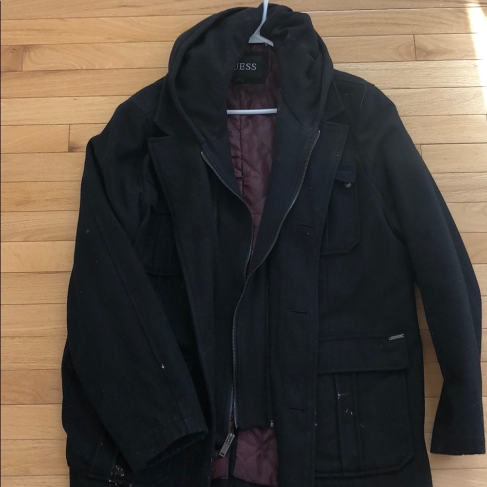 GUESS men’s peacoat wool jacket